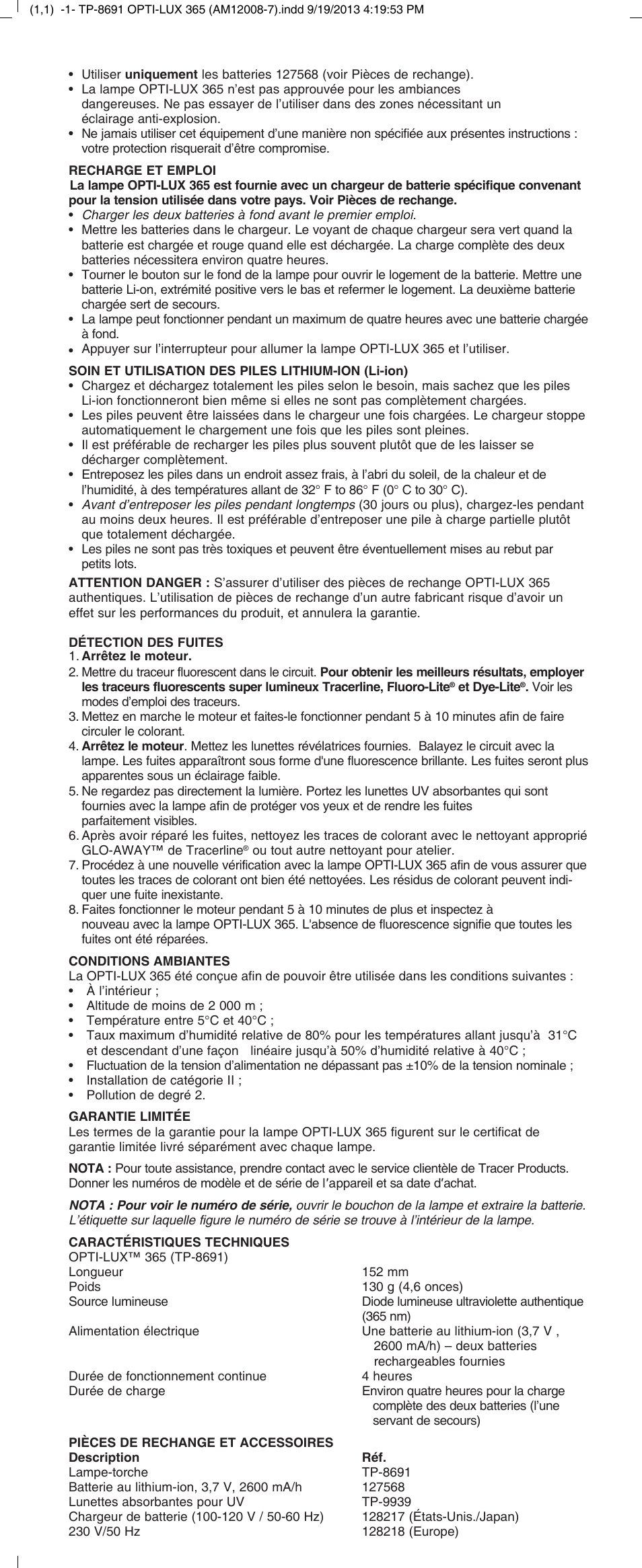 Tracer TP-8691 OPTI-LUX 365 M-L AM12008-7 User Manual | Page 3 / 8