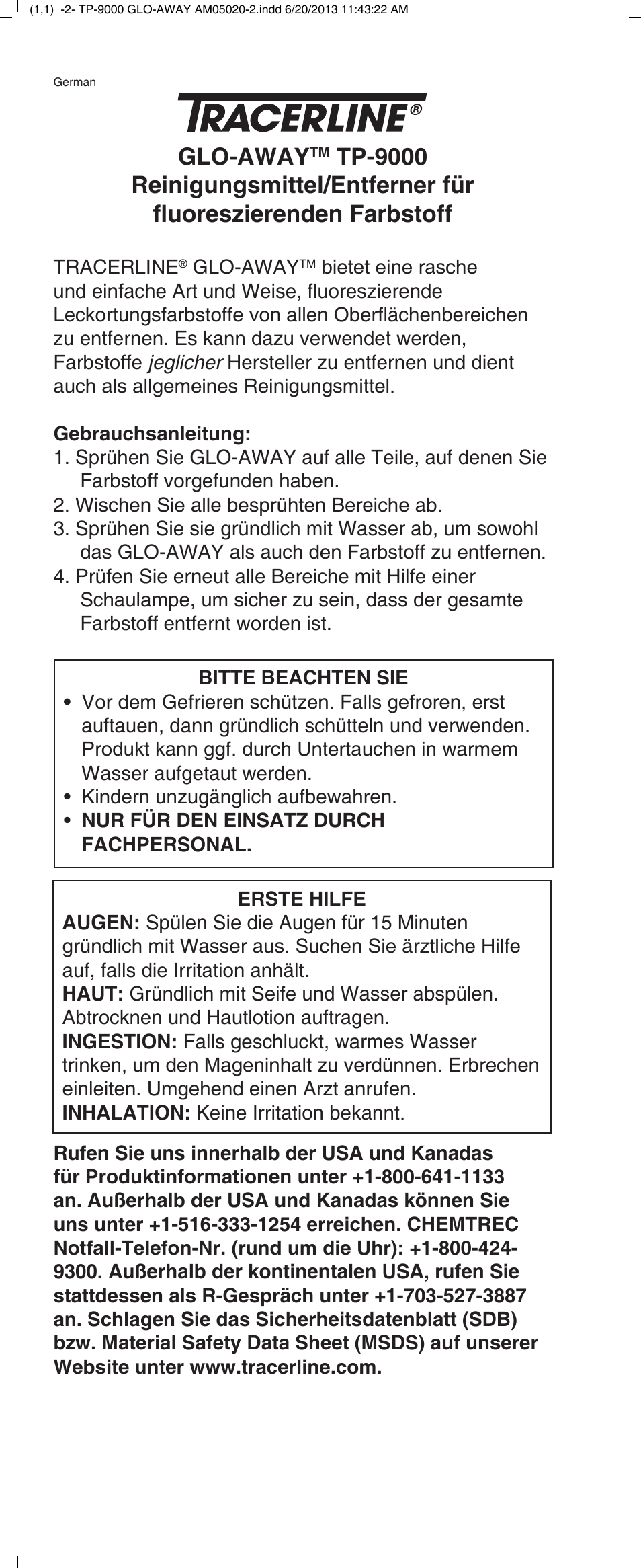 Glo-away | Tracer TP-9000 Glo-Away M-L AM05020-2 User Manual | Page 4 / 4