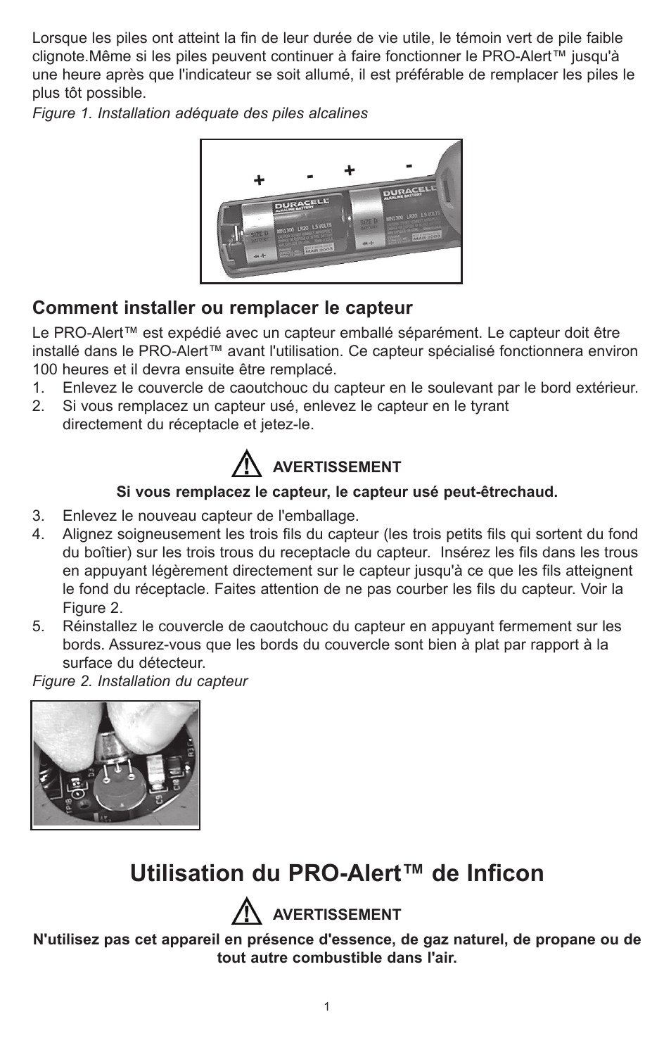 Utilisation du pro-alert™ de inficon, Comment installer ou remplacer le capteur | Tracer TP-9360 PRO-Alert M-L AM06026-3 User Manual | Page 10 / 29