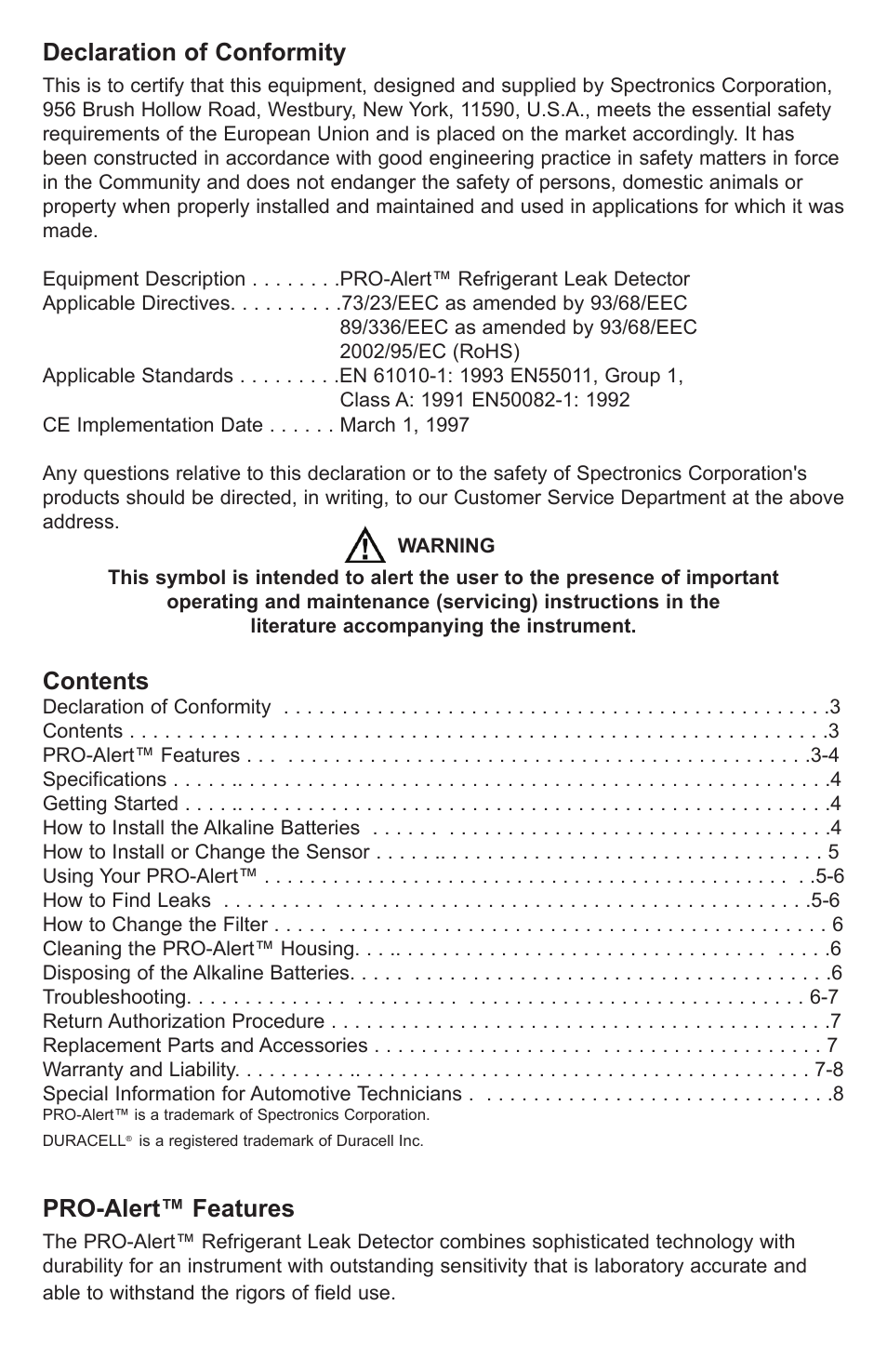Tracer TP-9360 PRO-Alert M-L AM06026-3 User Manual | Page 2 / 29