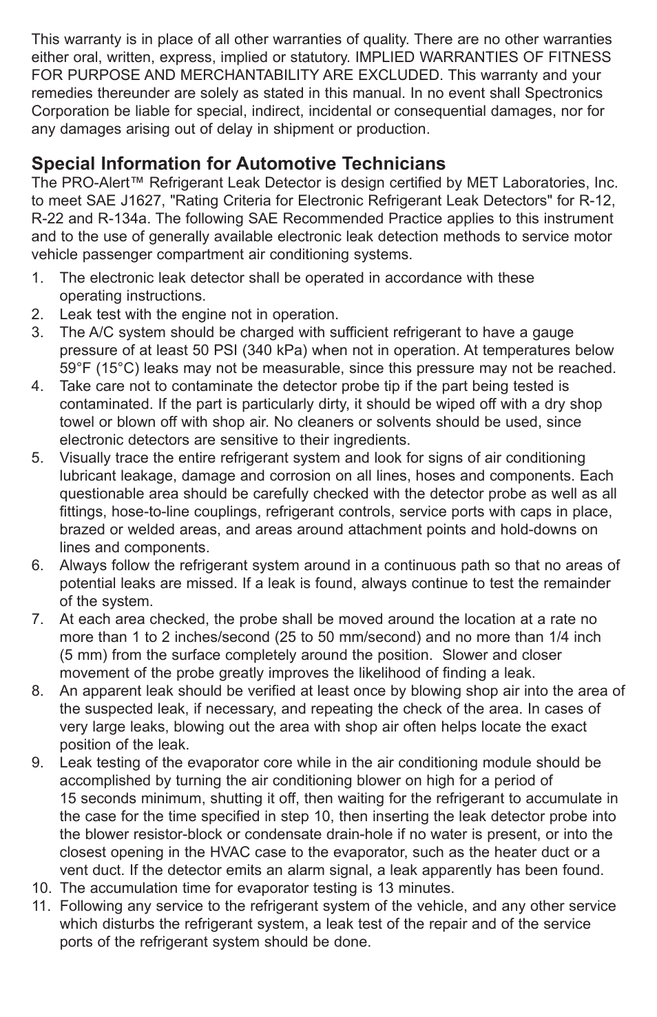 Special information for automotive technicians | Tracer TP-9360 PRO-Alert M-L AM06026-3 User Manual | Page 7 / 29