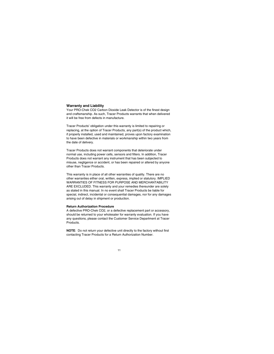 Tracer TP-9361 PRO-Chek CO2 AM08043 User Manual | Page 11 / 12