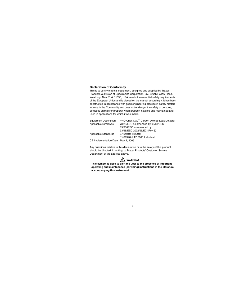 Tracer TP-9361 PRO-Chek CO2 AM08043 User Manual | Page 2 / 12