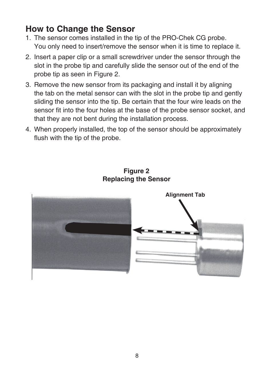 How to change the sensor | Tracer TP-9363 PRO-Chek CG AM08045-4 User Manual | Page 8 / 12