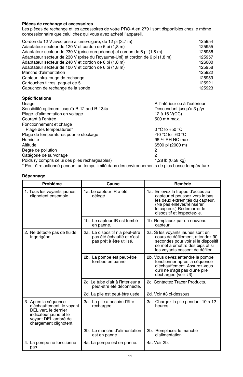 Tracer TP-9364 PRO-Alert 2791 AM08046-2 User Manual | Page 11 / 24