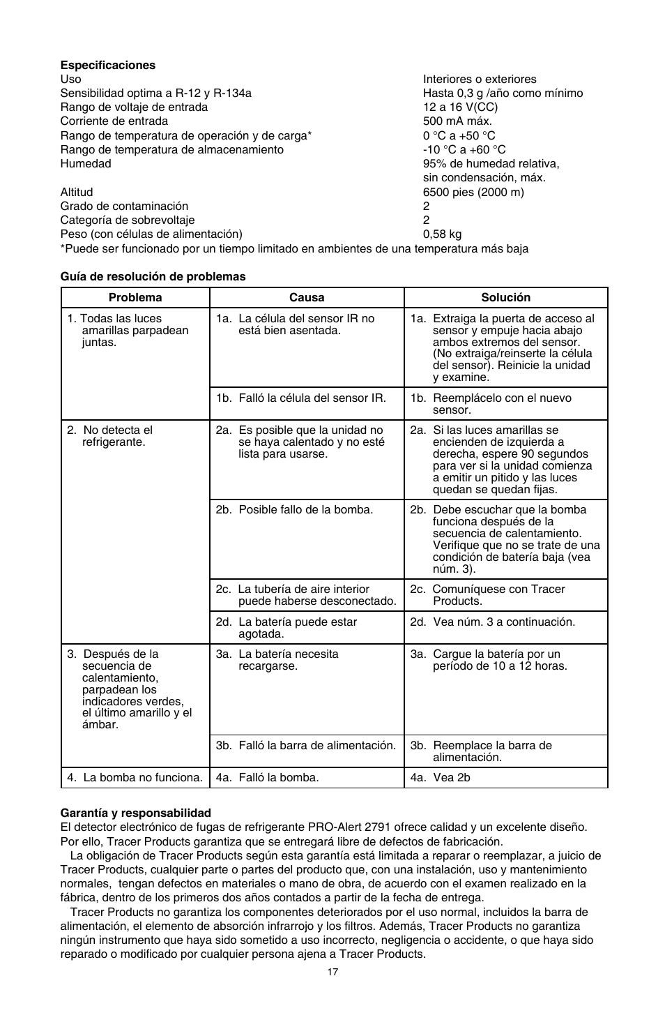 Tracer TP-9364 PRO-Alert 2791 AM08046-2 User Manual | Page 17 / 24
