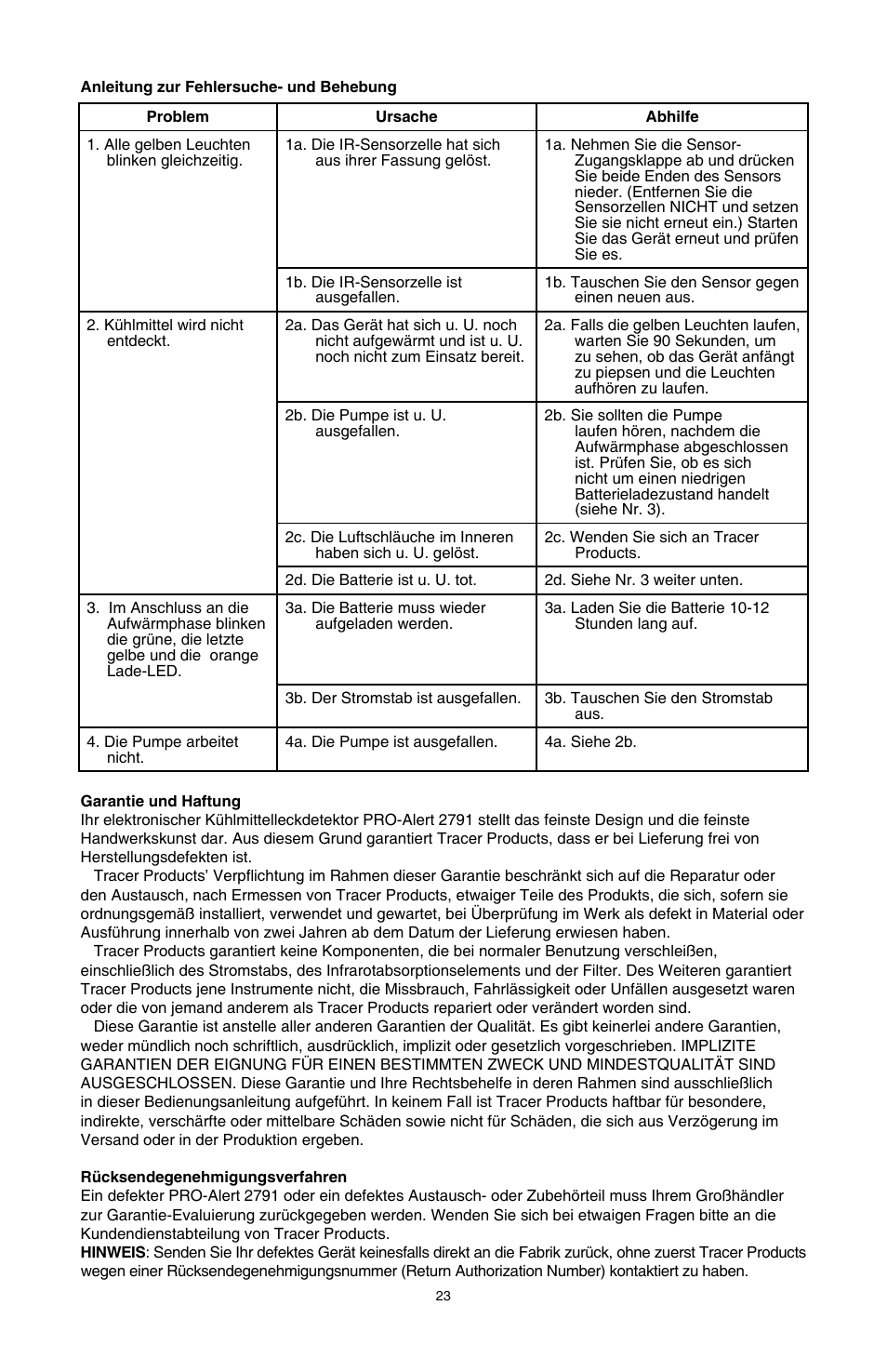 Tracer TP-9364 PRO-Alert 2791 AM08046-2 User Manual | Page 23 / 24