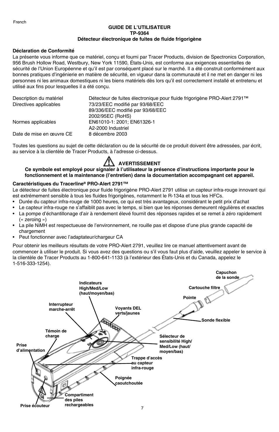 Tracer TP-9364 PRO-Alert 2791 AM08046-2 User Manual | Page 7 / 24