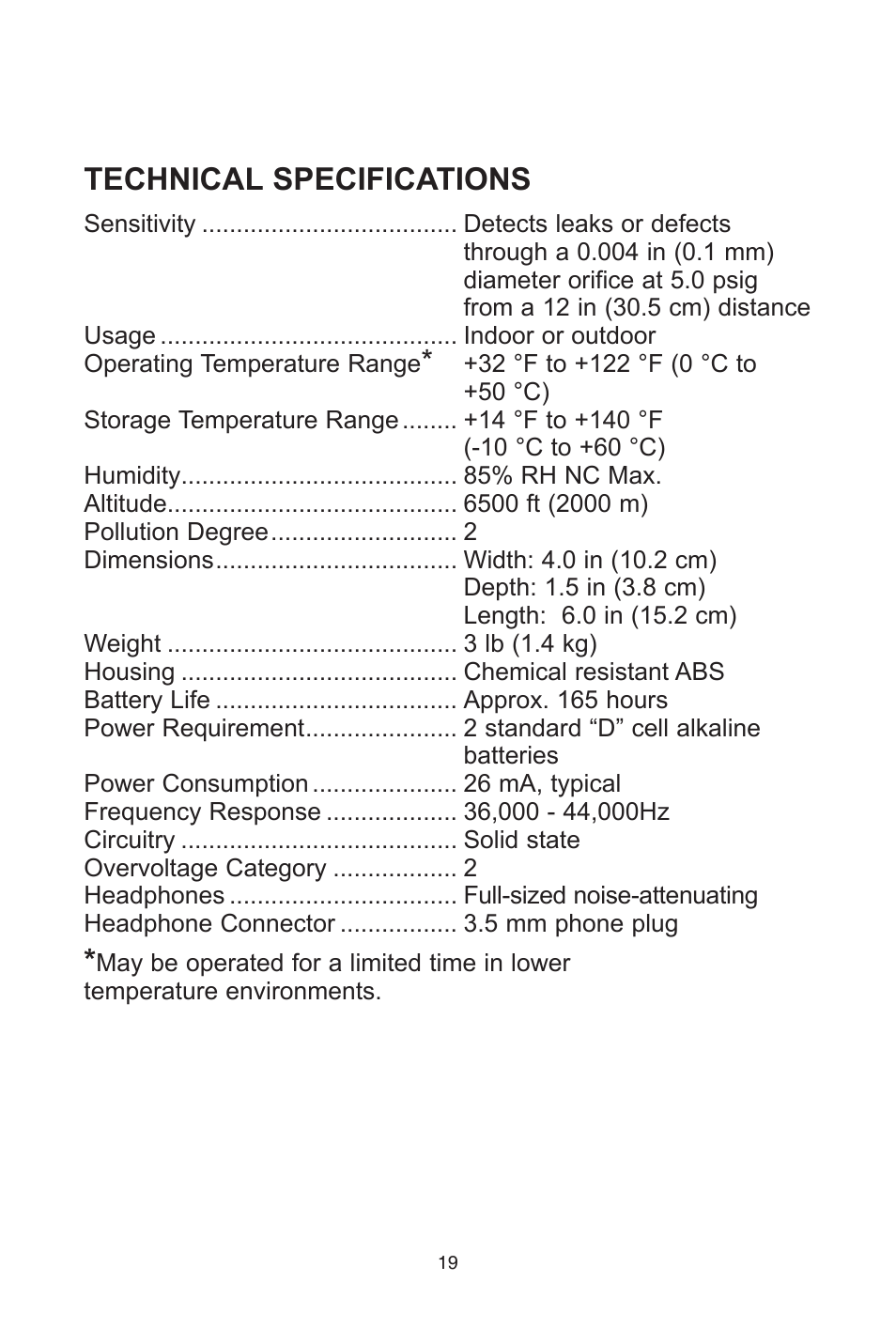 Technical specifications | Tracer TP-9367 Marksman II AM12002 User Manual | Page 19 / 20