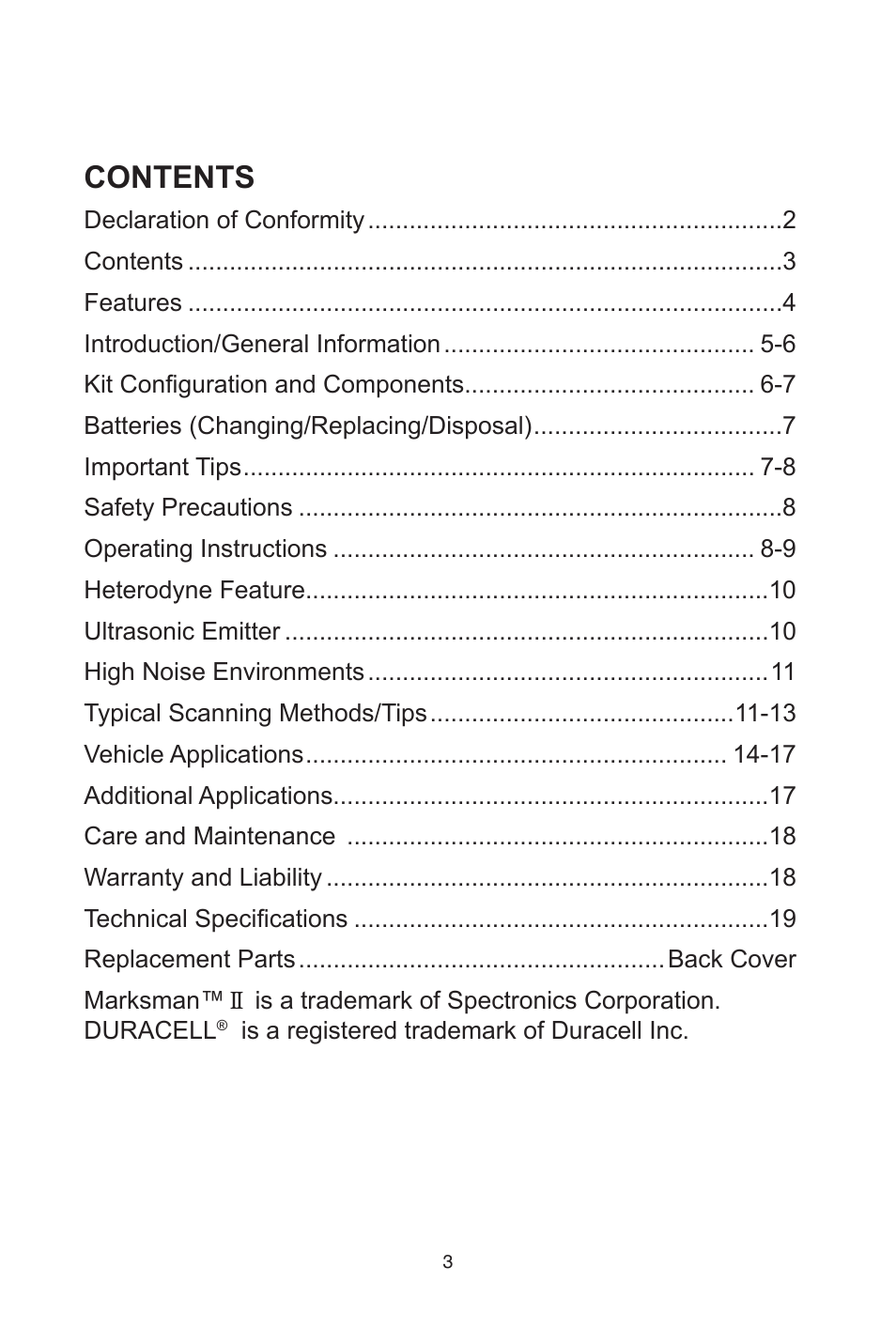 Tracer TP-9367 Marksman II AM12002 User Manual | Page 3 / 20