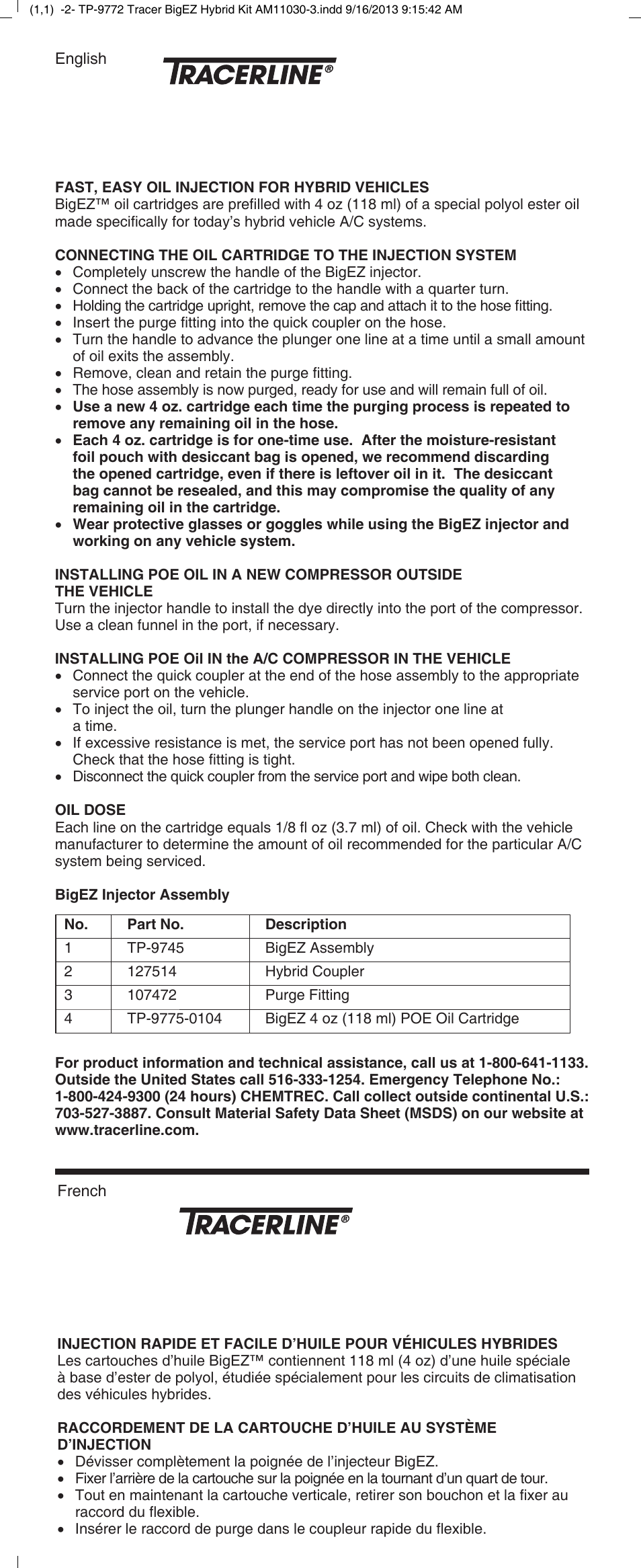 Tracer TP-9772 Tracer BigEZ Hybrid Kit M-L AM11030-3 User Manual | 4 pages