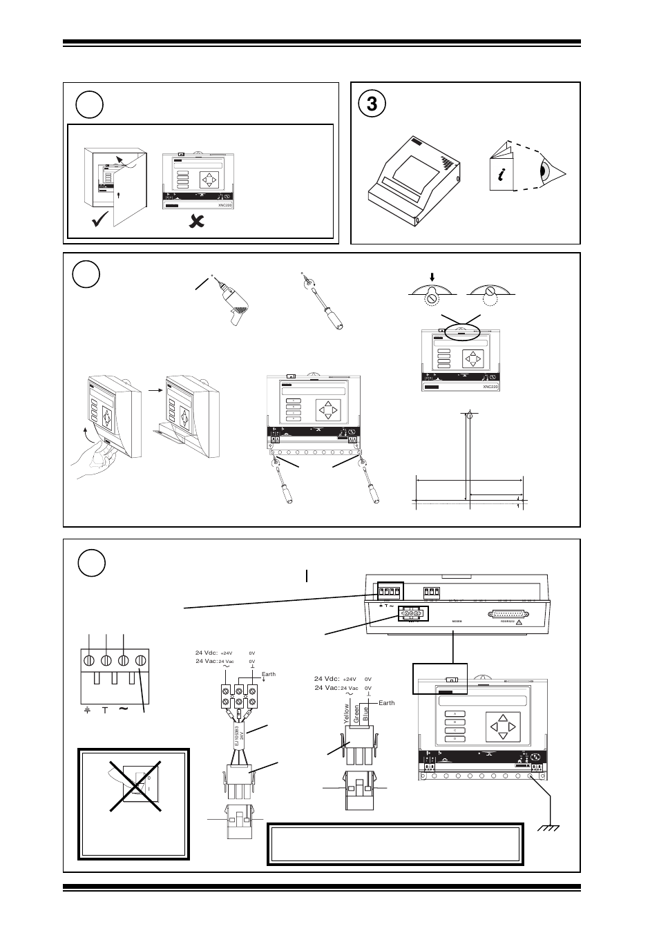 Requirements, Mount mbox, Mounting | Connect input power, Do not apply power, Tx rx ok 1 2 tx rx ok tx rx lan lan, Tx rx ok | TREND NBOX_XNC220 User Manual | Page 2 / 12