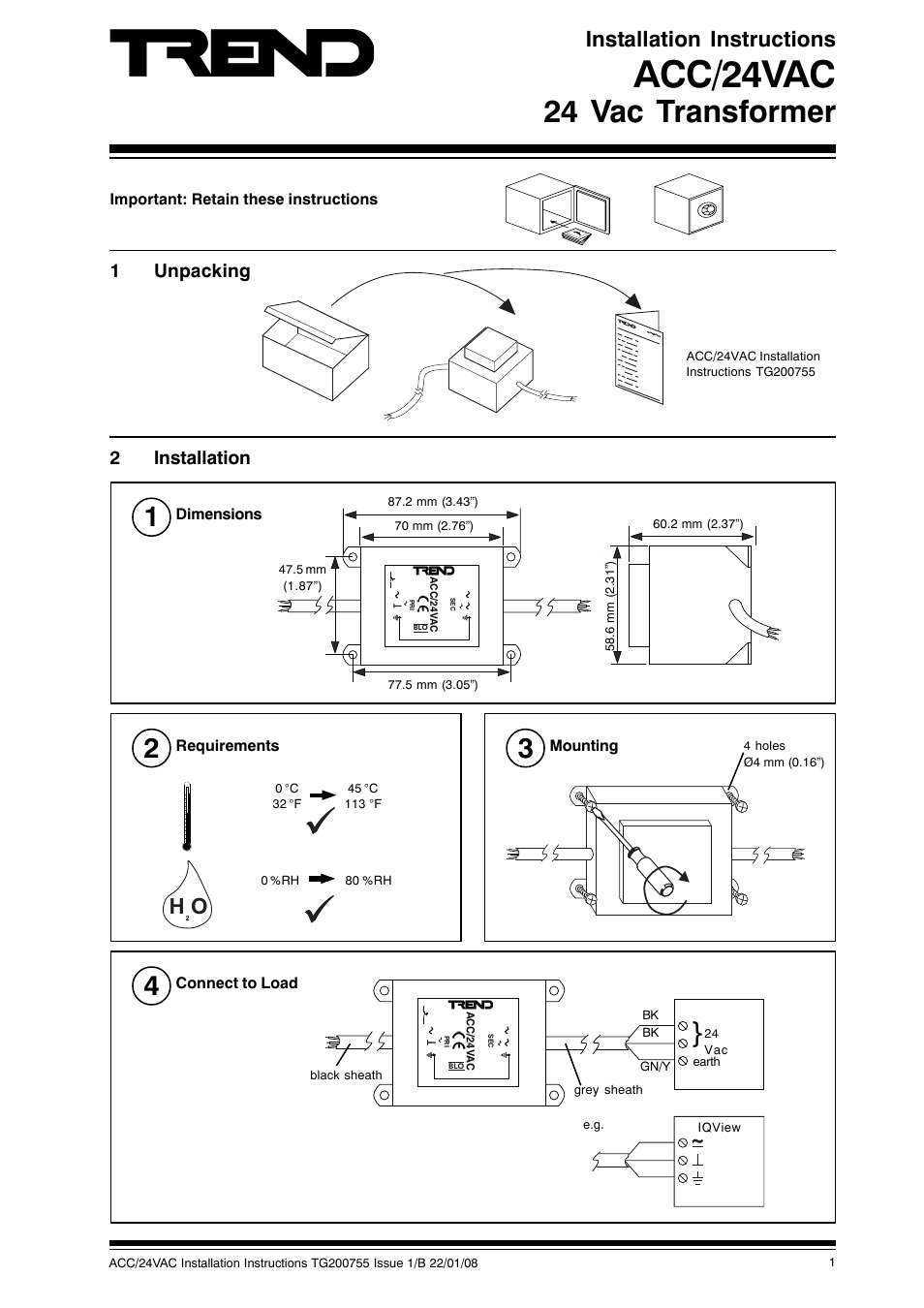 TREND ACC_24VAC User Manual | 2 pages