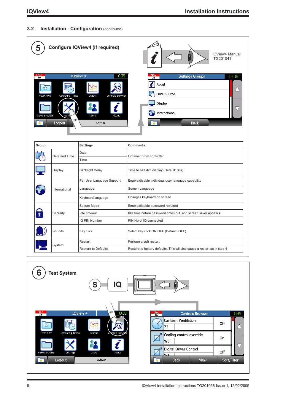 Iqview4 installation instructions, 2 installation - configuration, Configure iqview4 (if required) | Test system | TREND iQView4 User Manual | Page 6 / 8