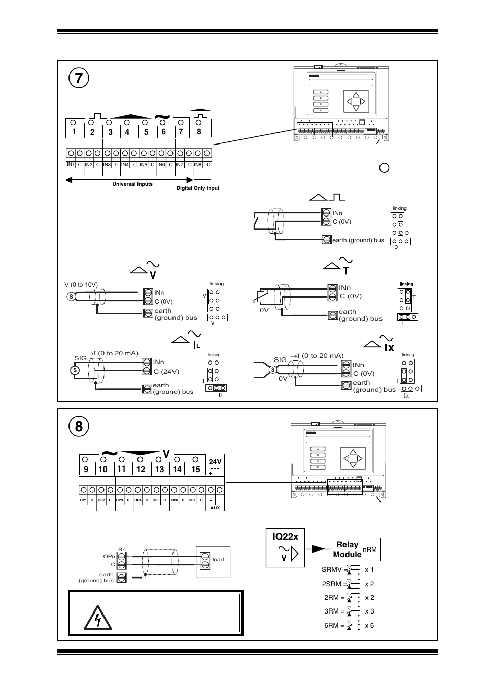 Iq22x, Connect inputs, Analogue inputs | Connect voltage outputs (channels 9 to 15), Additional relay modules, Relay module | TREND IQ22x User Manual | Page 3 / 12