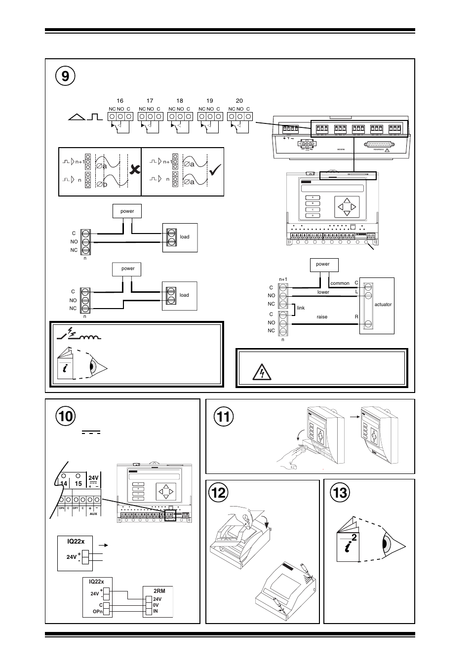 Iq22x installation instructions - mounting, 3 installation - mounting, Connect relay outputs | Connect auxiliary supply 24 v, Close flap, Close mbox, Configure/ commission | TREND IQ22x User Manual | Page 4 / 12