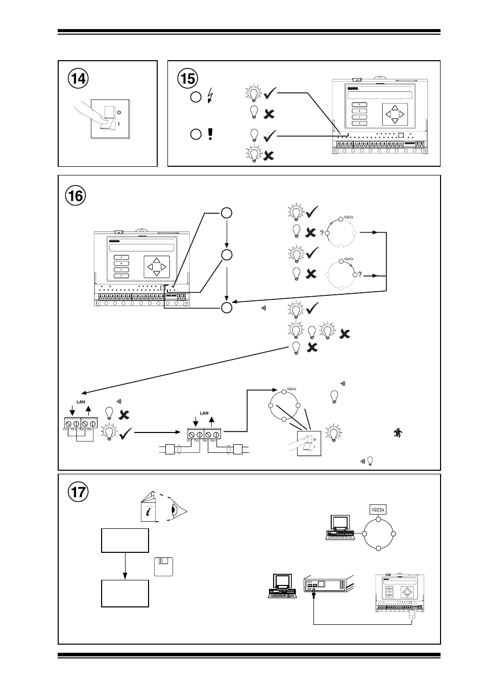 Installation instructions - configuration iq22x, 1 installation - configuration, Switch on | Check controller, Check network, Configure | TREND IQ22x User Manual | Page 7 / 12