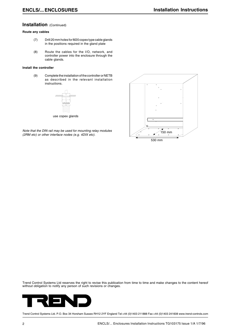 Installation instructions encls/... enclosures, Installation | TREND ENCLS_... User Manual | Page 2 / 2