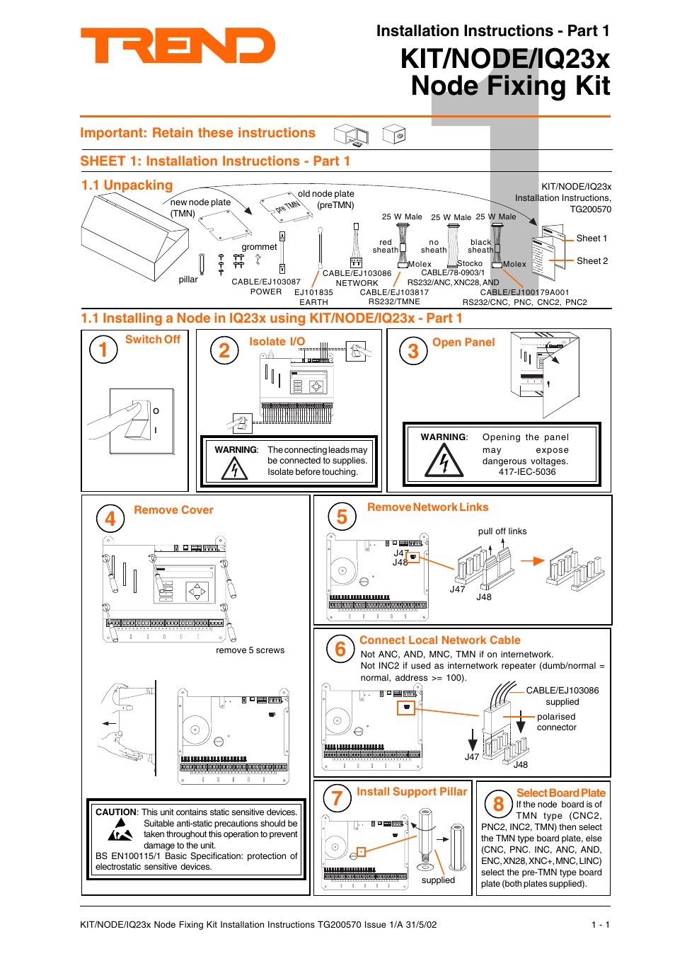 TREND KIT_NODE_IQ23x User Manual | 8 pages