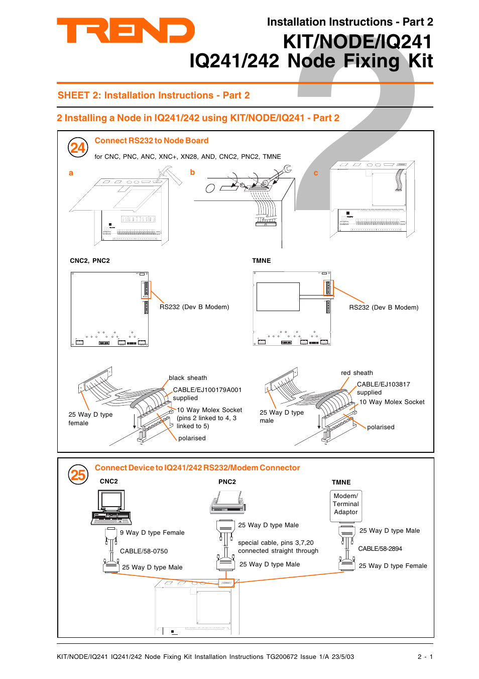 Installation instructions - part 2 | TREND KIT_NODE_IQ241 User Manual | Page 5 / 8