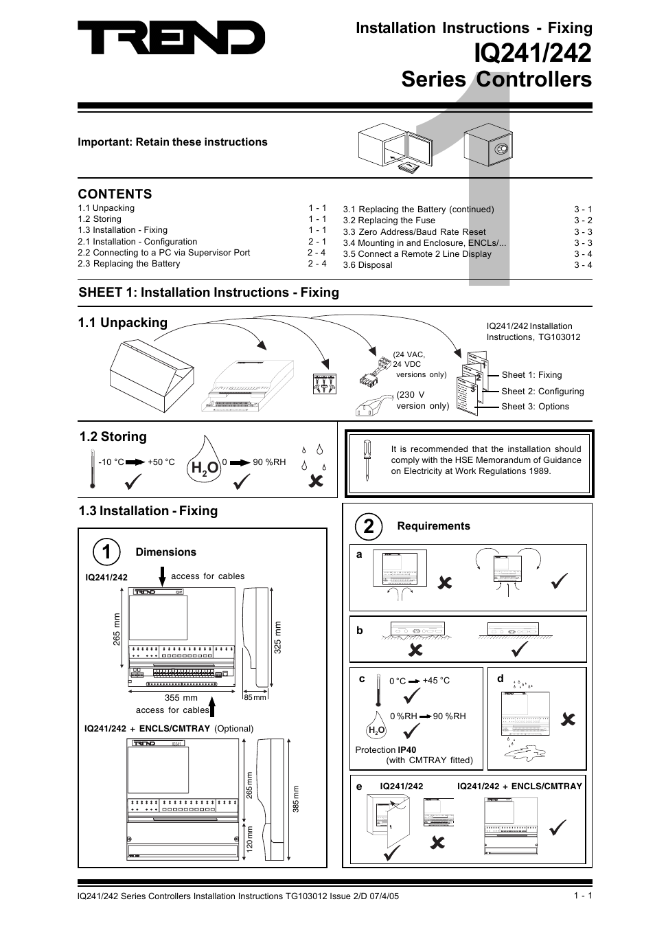 TREND IQ241_242 User Manual | 12 pages