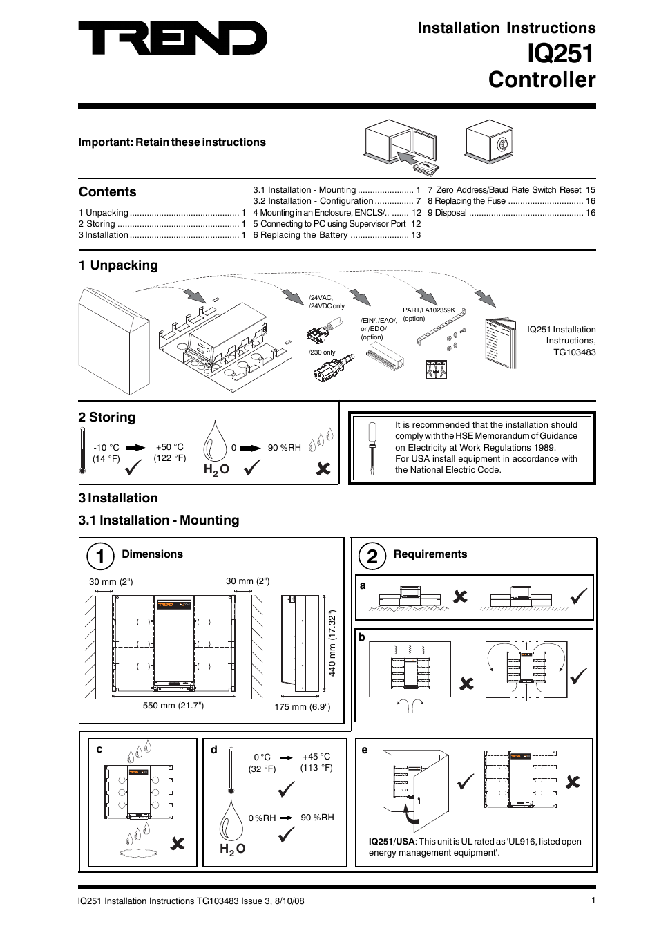 TREND IQ251 User Manual | 16 pages