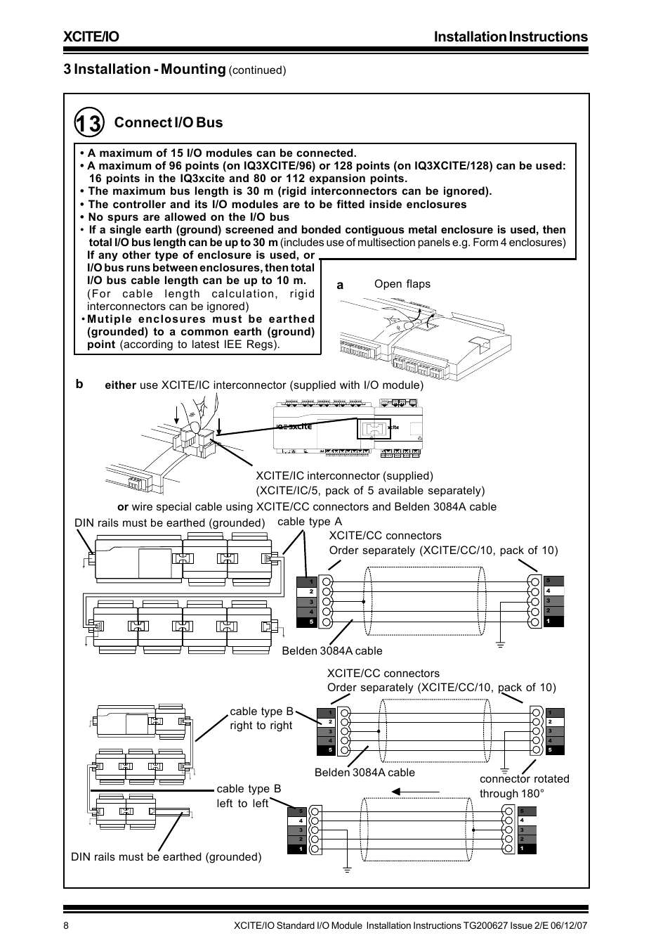 Xcite/io installation instructions, 3 installation - mounting, Connect i/o bus | TREND XCITE_IO User Manual | Page 8 / 16