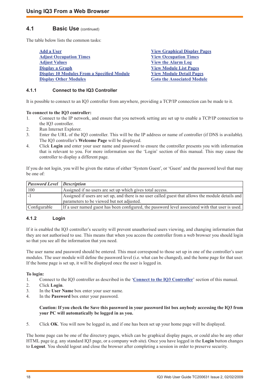 1 connect to the iq3 controller, 2 login, Connect to the iq3 controller | Login | TREND IQ3 User Guide User Manual | Page 18 / 40