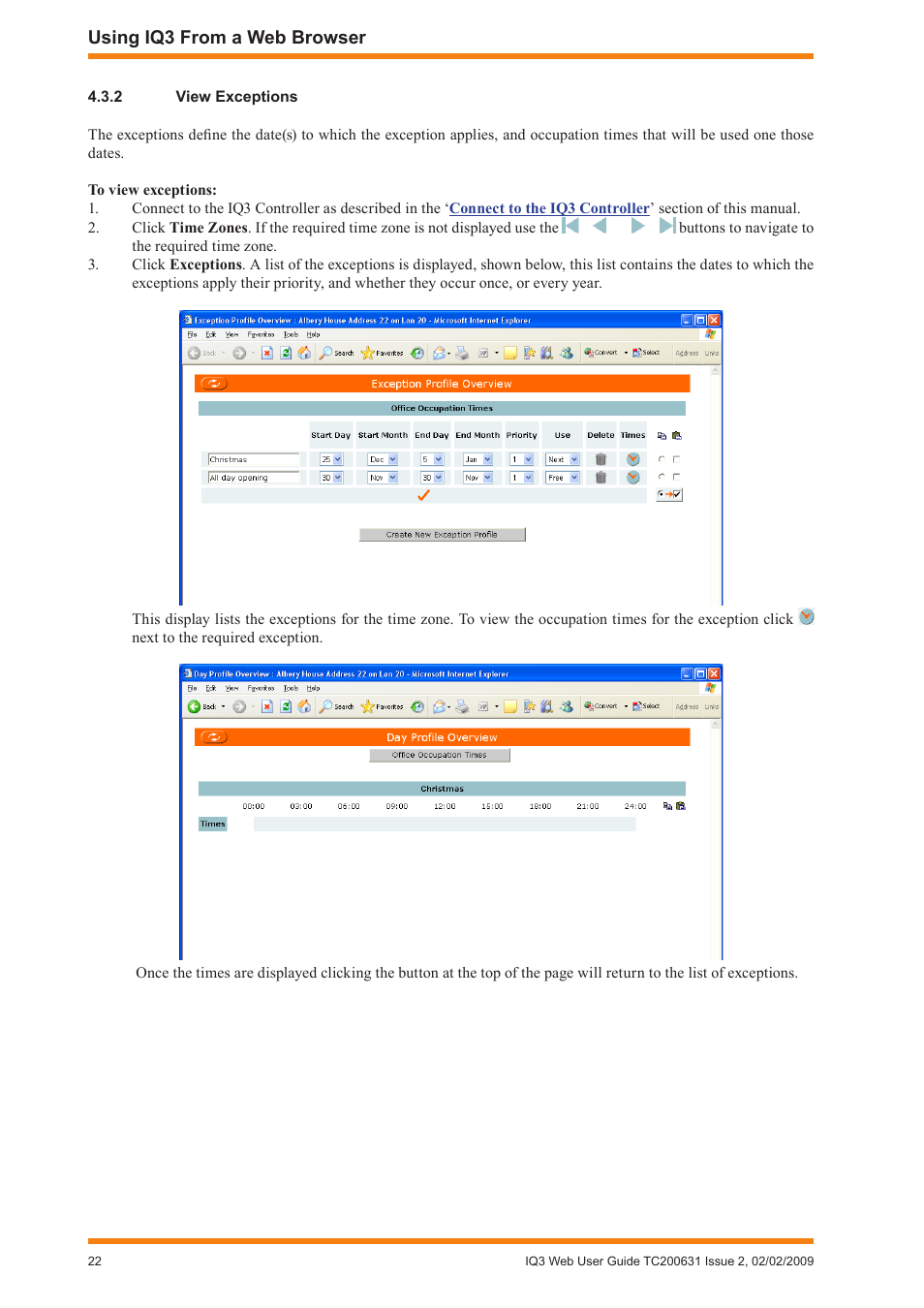 2 view exceptions, View exceptions | TREND IQ3 User Guide User Manual | Page 22 / 40