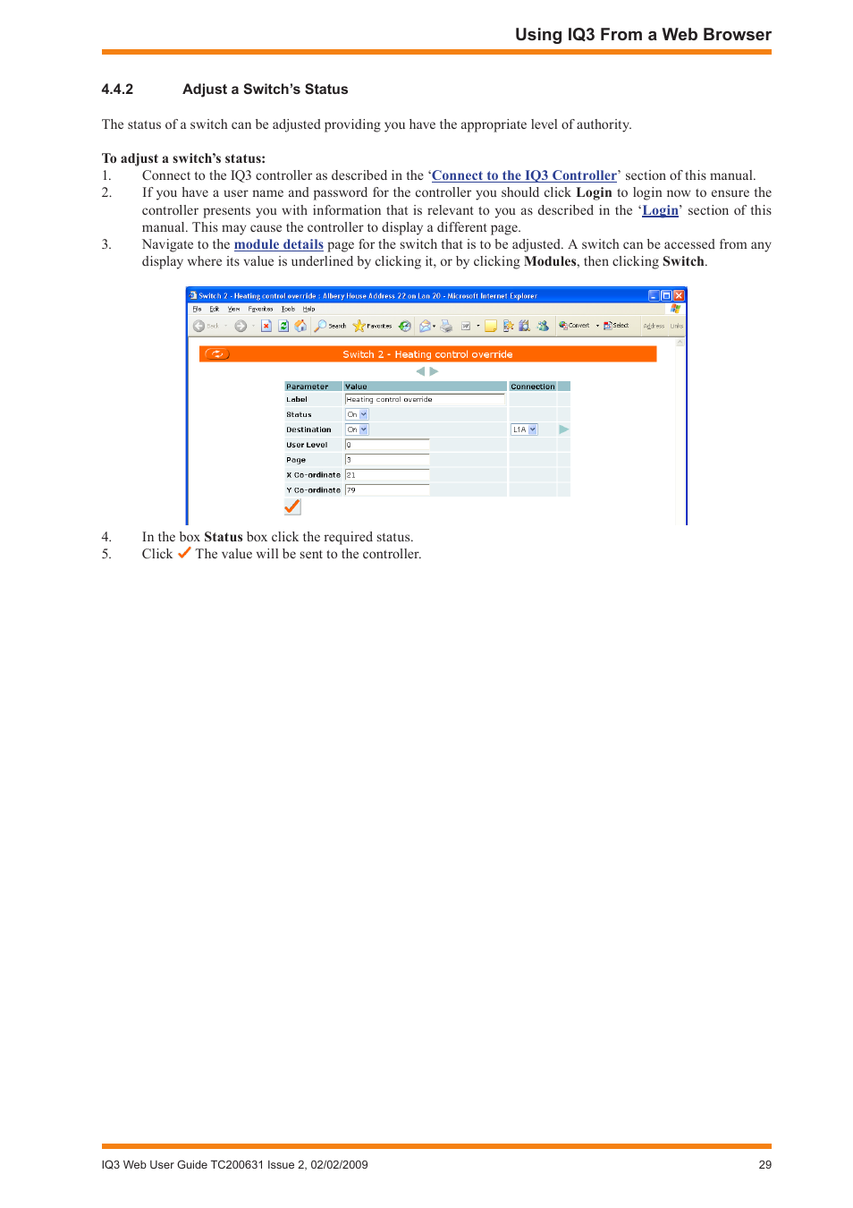 2 adjust a switch’s status, Adjust a switch’s status | TREND IQ3 User Guide User Manual | Page 29 / 40