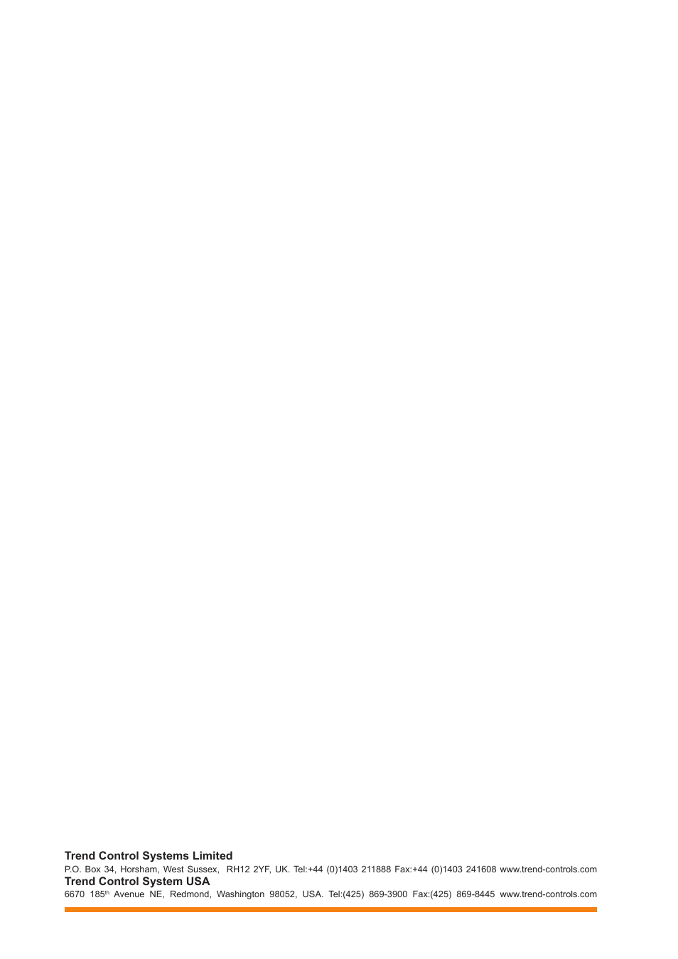 Trend control systems limited, Trend control system usa | TREND IQ3 User Guide User Manual | Page 40 / 40