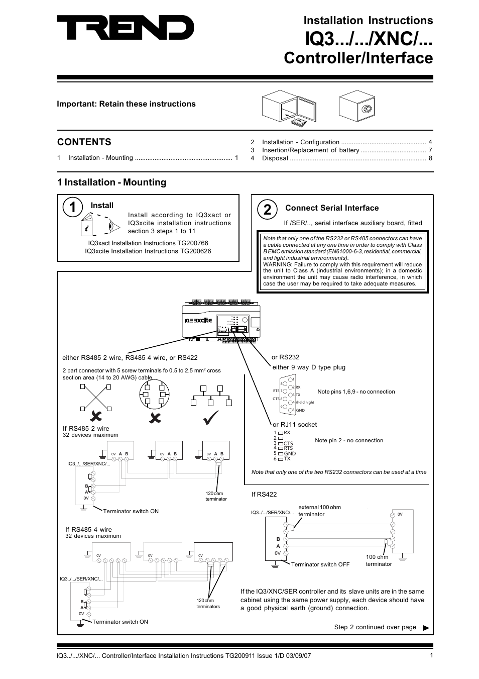 TREND IQ3..._..._XNC_... User Manual | 8 pages