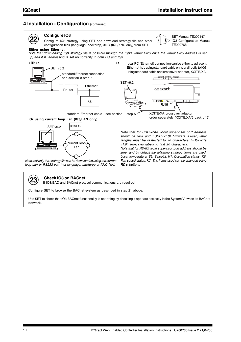 Iq3xact installation instructions, 4 installation - configuration | TREND IQ3xact User Manual | Page 10 / 16