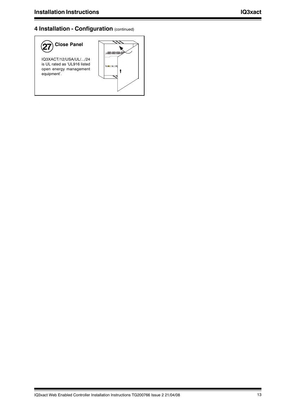 Installation instructions iq3xact, 4 installation - configuration | TREND IQ3xact User Manual | Page 13 / 16