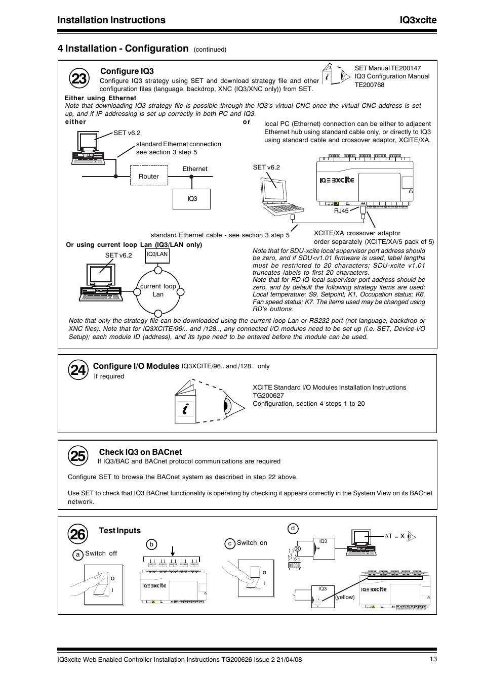 Installation instructions iq3xcite, 4 installation - configuration | TREND IQ3xcite User Manual | Page 13 / 16