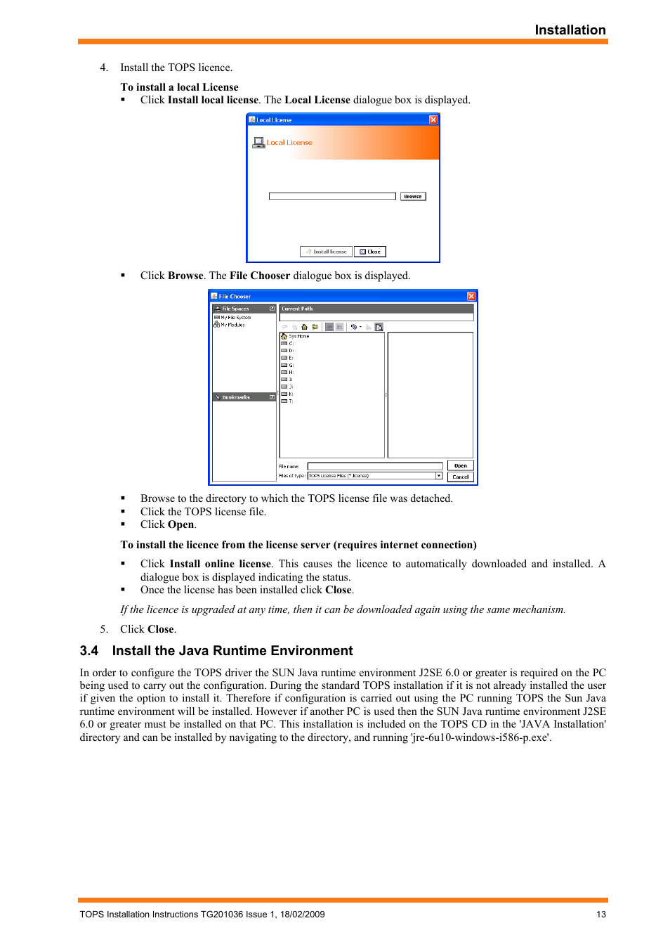 Install the java runtime environment | TREND TOPS Installation User Manual | Page 13 / 20