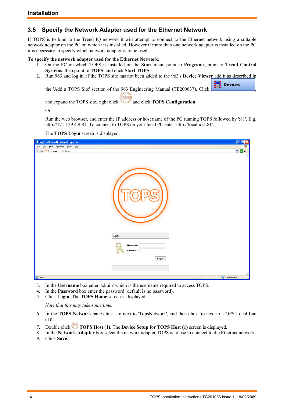 TREND TOPS Installation User Manual | Page 14 / 20