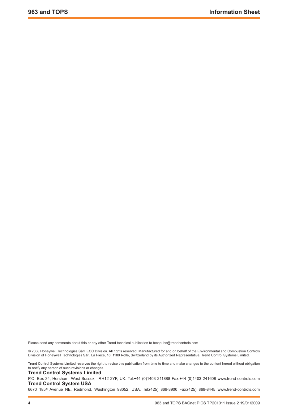 963 and tops information sheet | TREND 963 and TOPS User Manual | Page 4 / 4