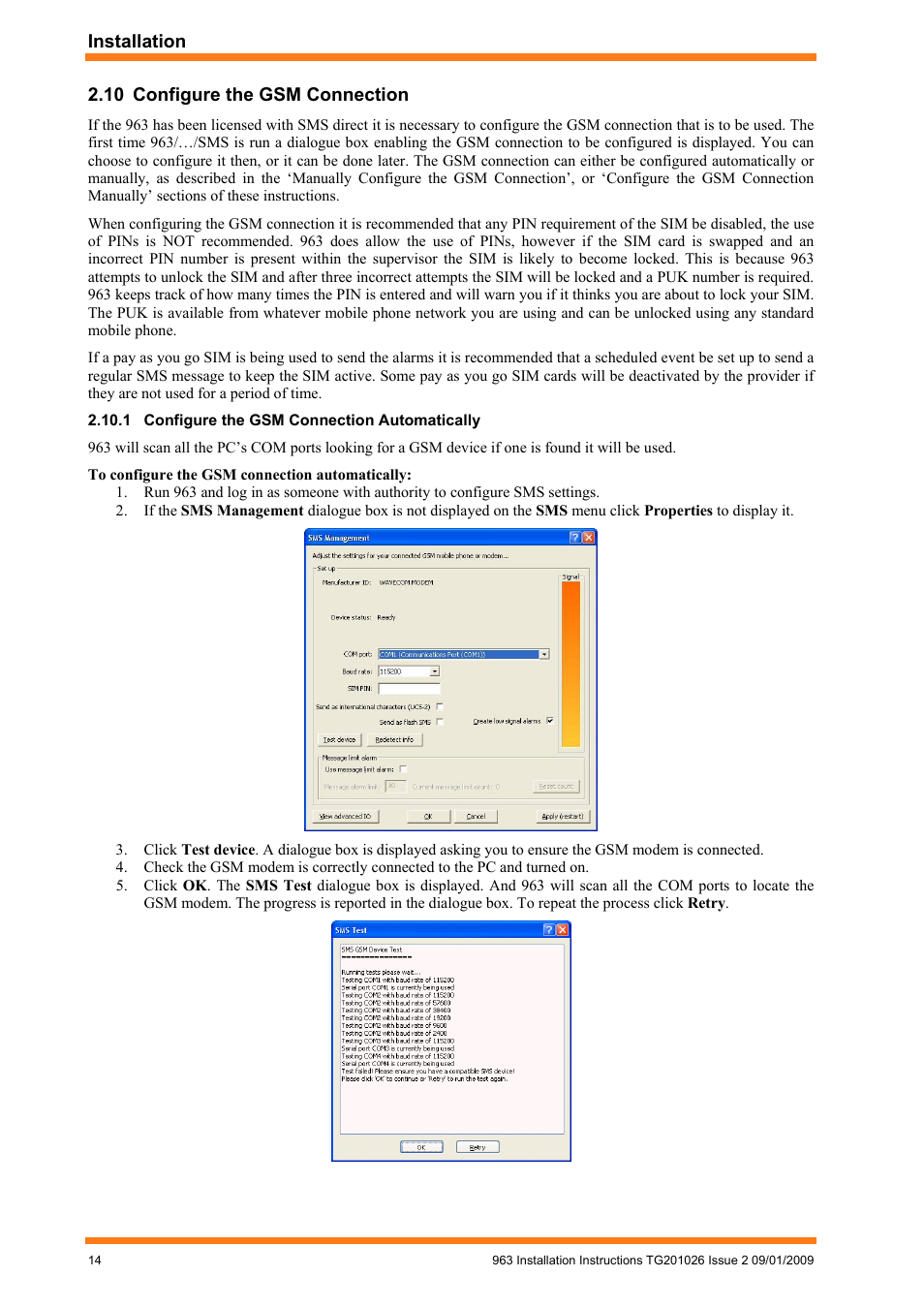 10 configure the gsm connection, Configure the gsm connection automatically, Configure the gsm connection | TREND 963 Installation User Manual | Page 14 / 32
