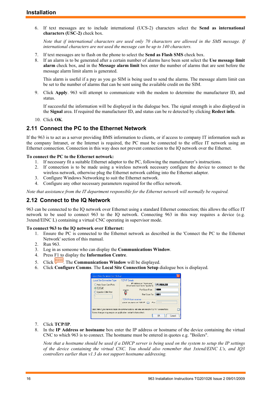 Connect the pc to the ethernet network, 12 connect to the iq network, Connect to the iq network | TREND 963 Installation User Manual | Page 16 / 32