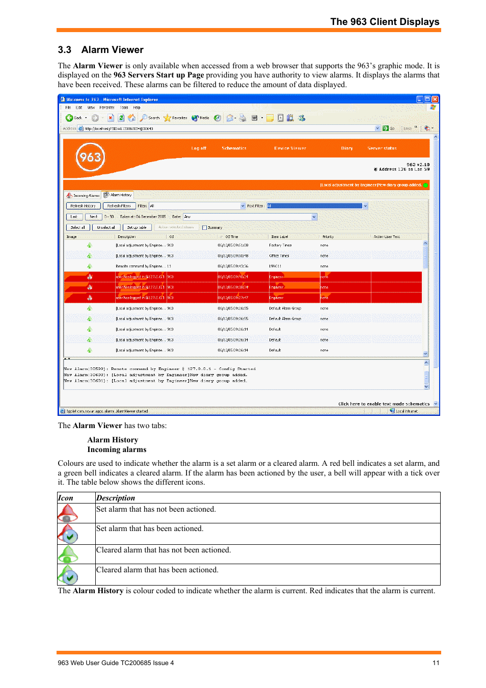 Alarm viewer | TREND 963 Web User Guide User Manual | Page 11 / 50