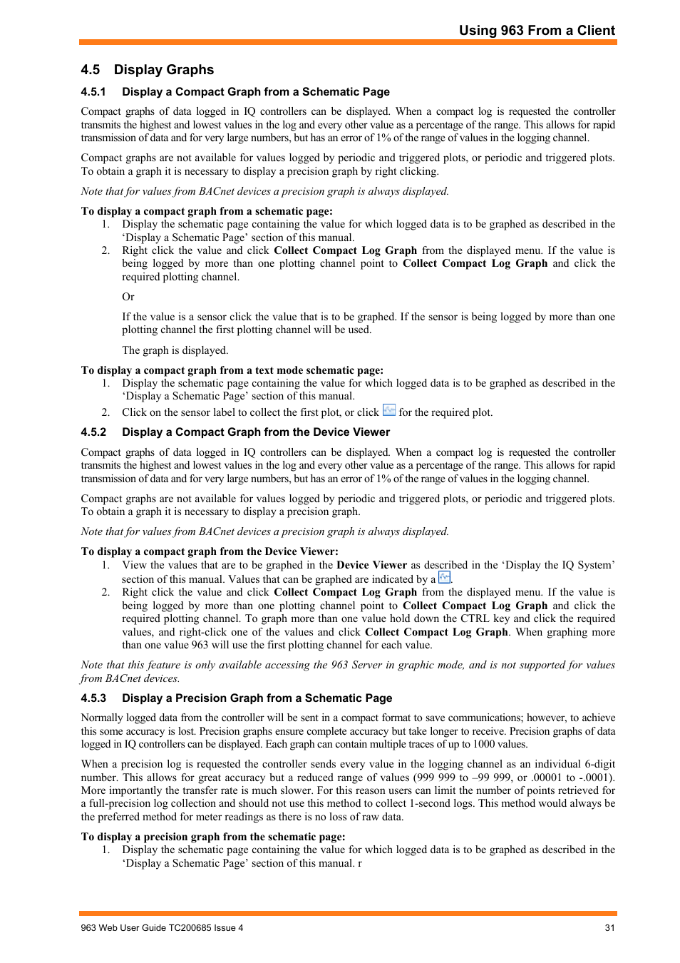 Display graphs, Display a compact graph from the device viewer | TREND 963 Web User Guide User Manual | Page 31 / 50
