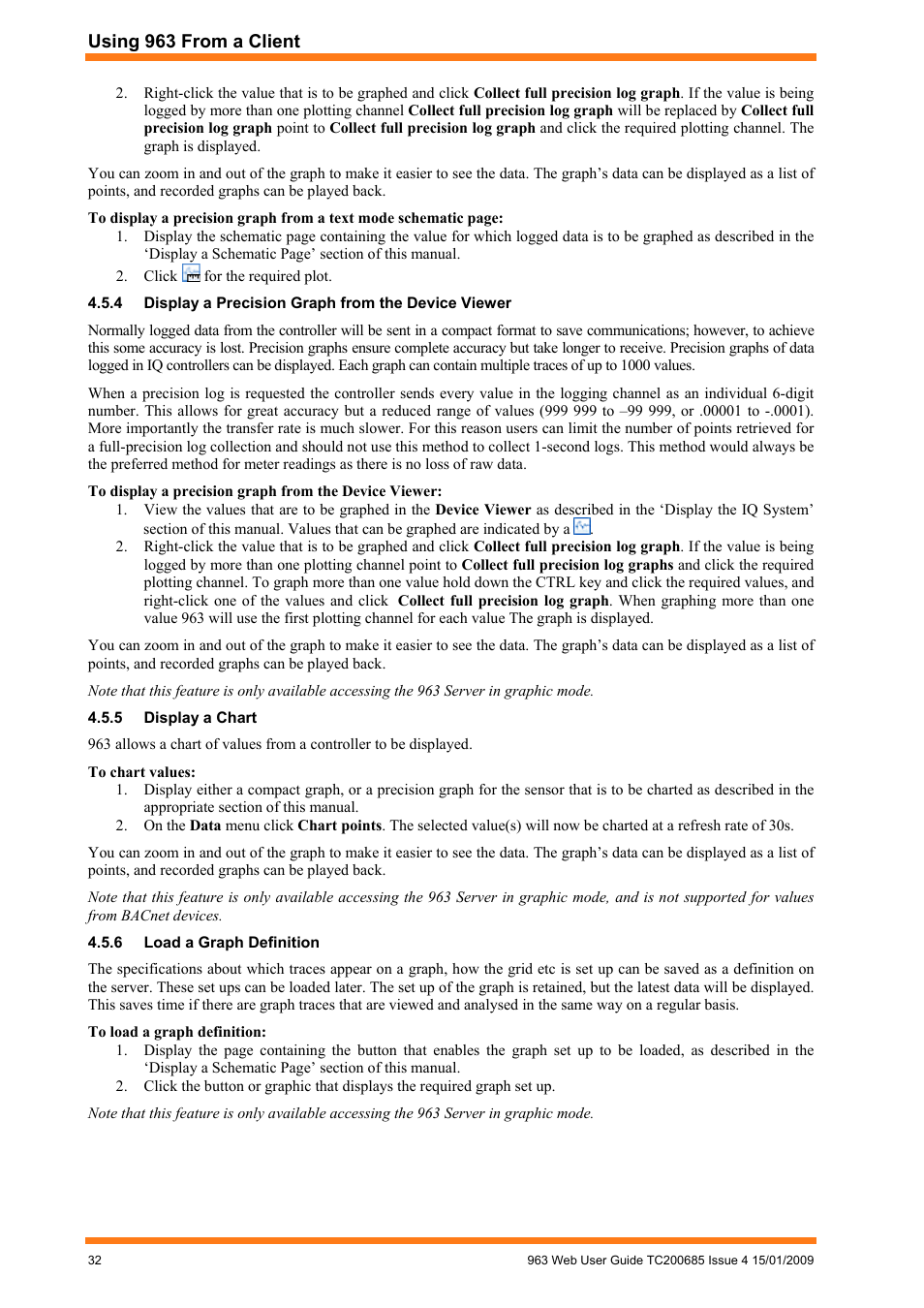 Display a precision graph from the device viewer, Display a chart, Load a graph definition | TREND 963 Web User Guide User Manual | Page 32 / 50