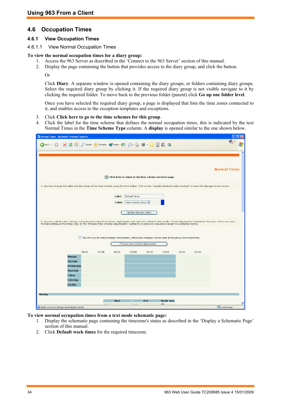 Occupation times, View occupation times | TREND 963 Web User Guide User Manual | Page 34 / 50