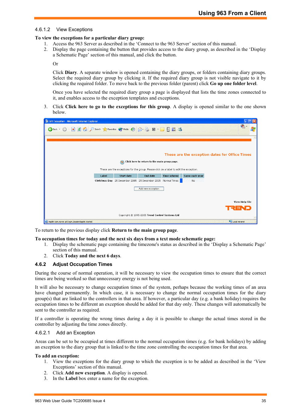 Adjust occupation times | TREND 963 Web User Guide User Manual | Page 35 / 50