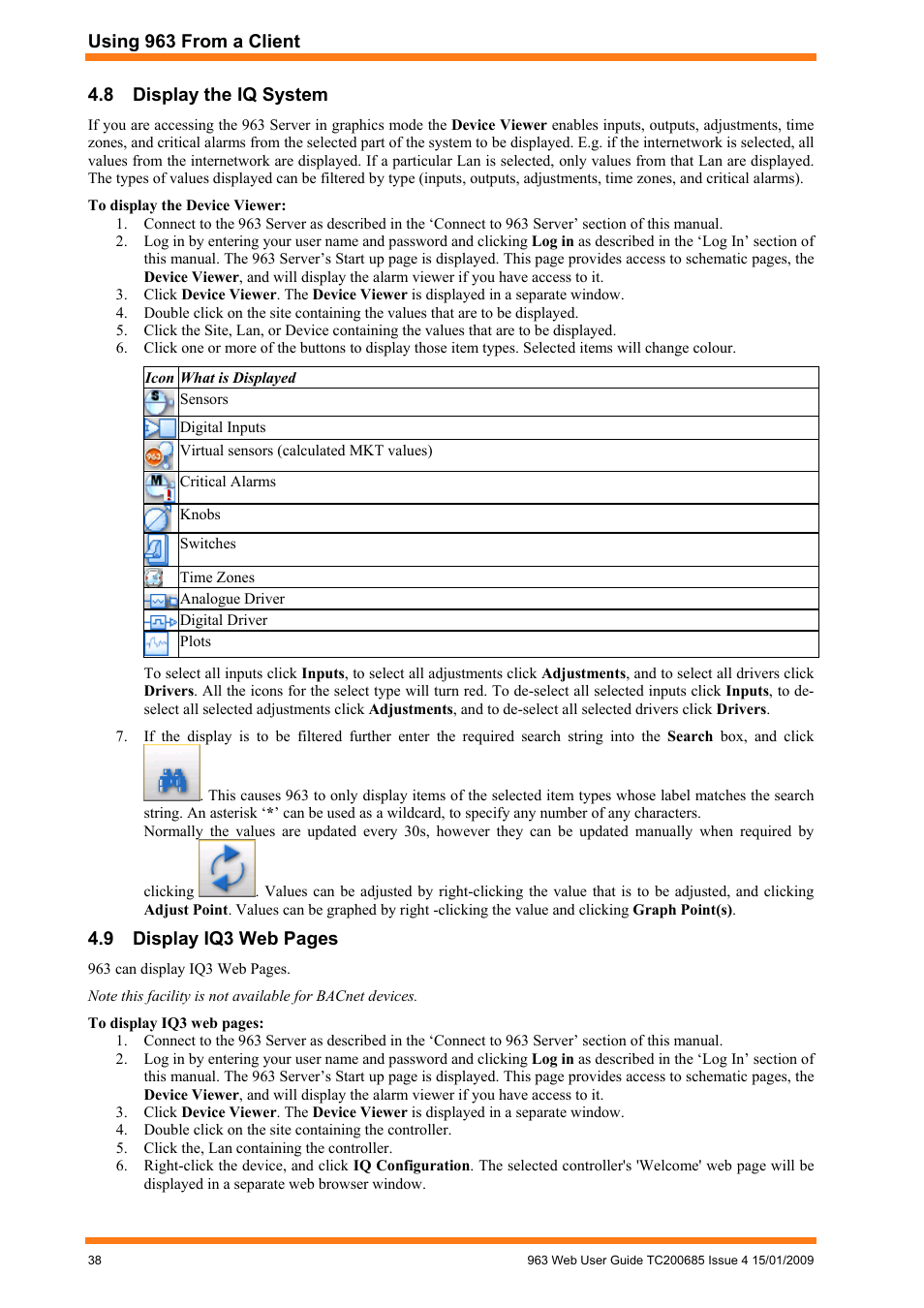 Display the iq system | TREND 963 Web User Guide User Manual | Page 38 / 50