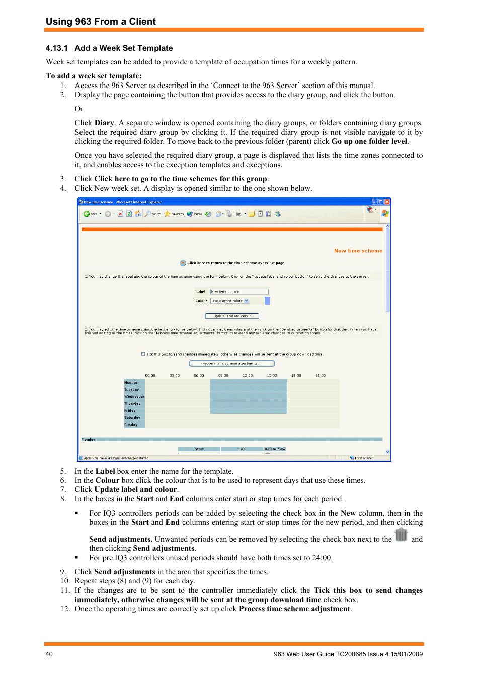 Add a week set template | TREND 963 Web User Guide User Manual | Page 40 / 50