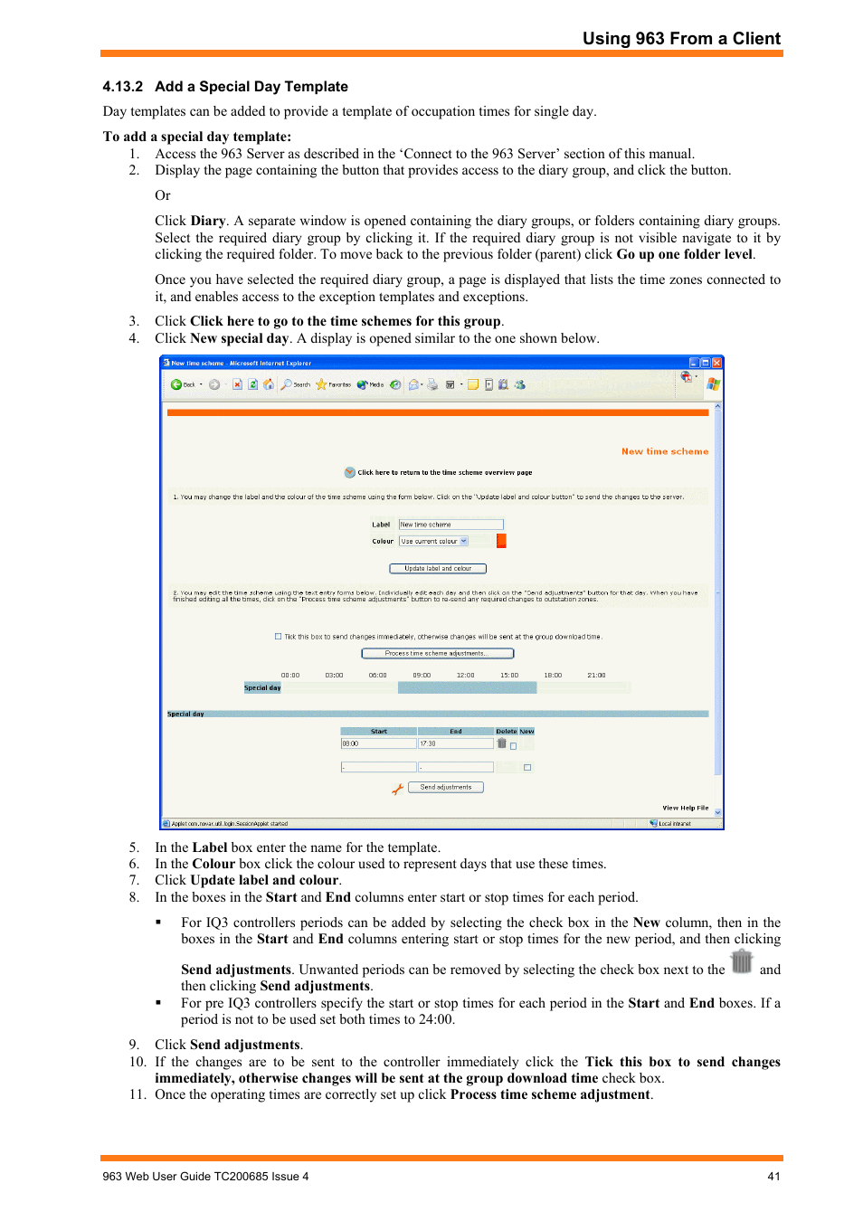 Add a special day template | TREND 963 Web User Guide User Manual | Page 41 / 50