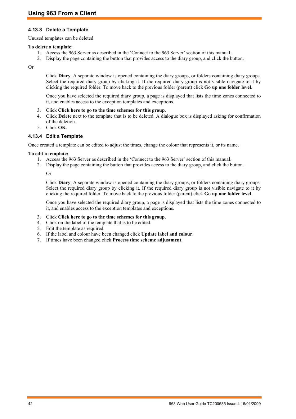 Delete a template, Edit a template | TREND 963 Web User Guide User Manual | Page 42 / 50
