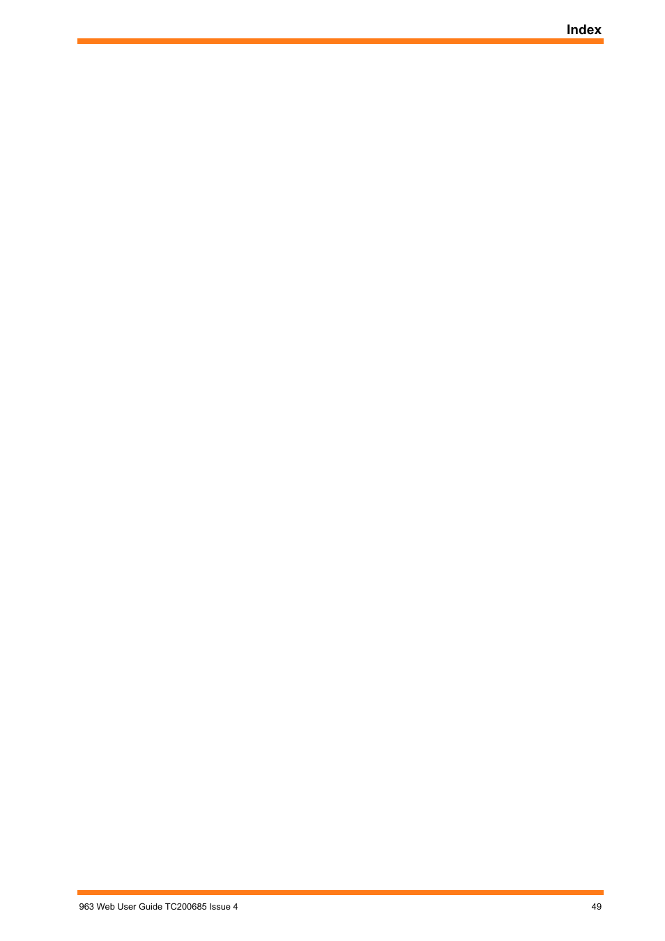 Index | TREND 963 Web User Guide User Manual | Page 49 / 50